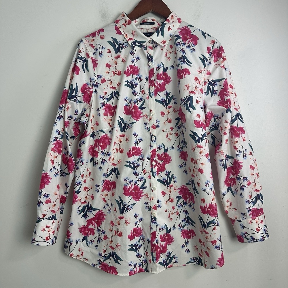 Lands End Women's Floral Button Front Blouse No Iron Supima 20W Floral